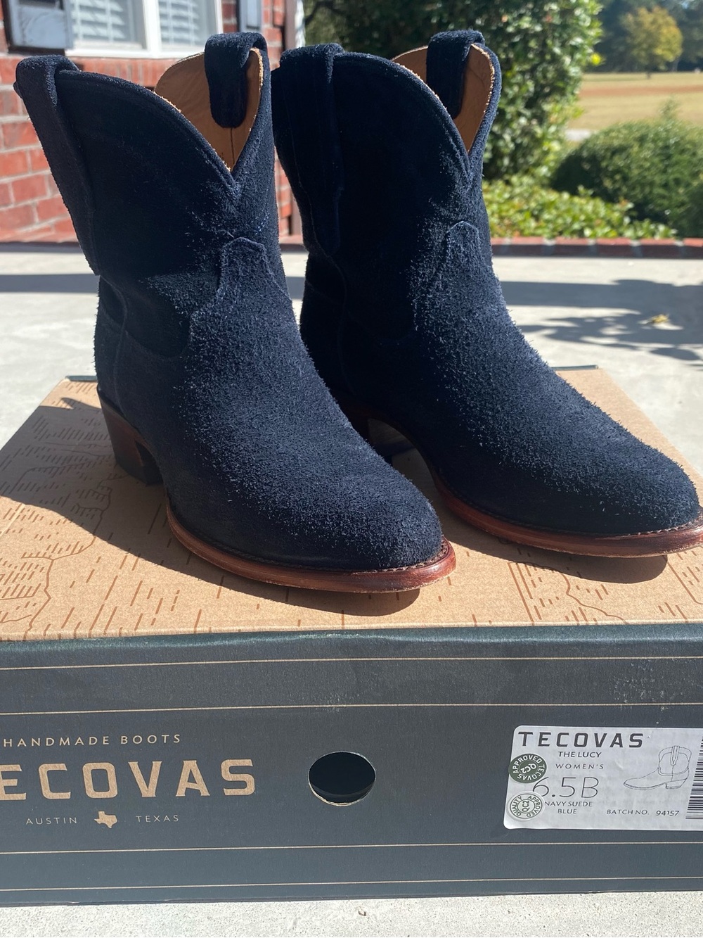 Tecovas Navy Suede Women's Ankle Booties